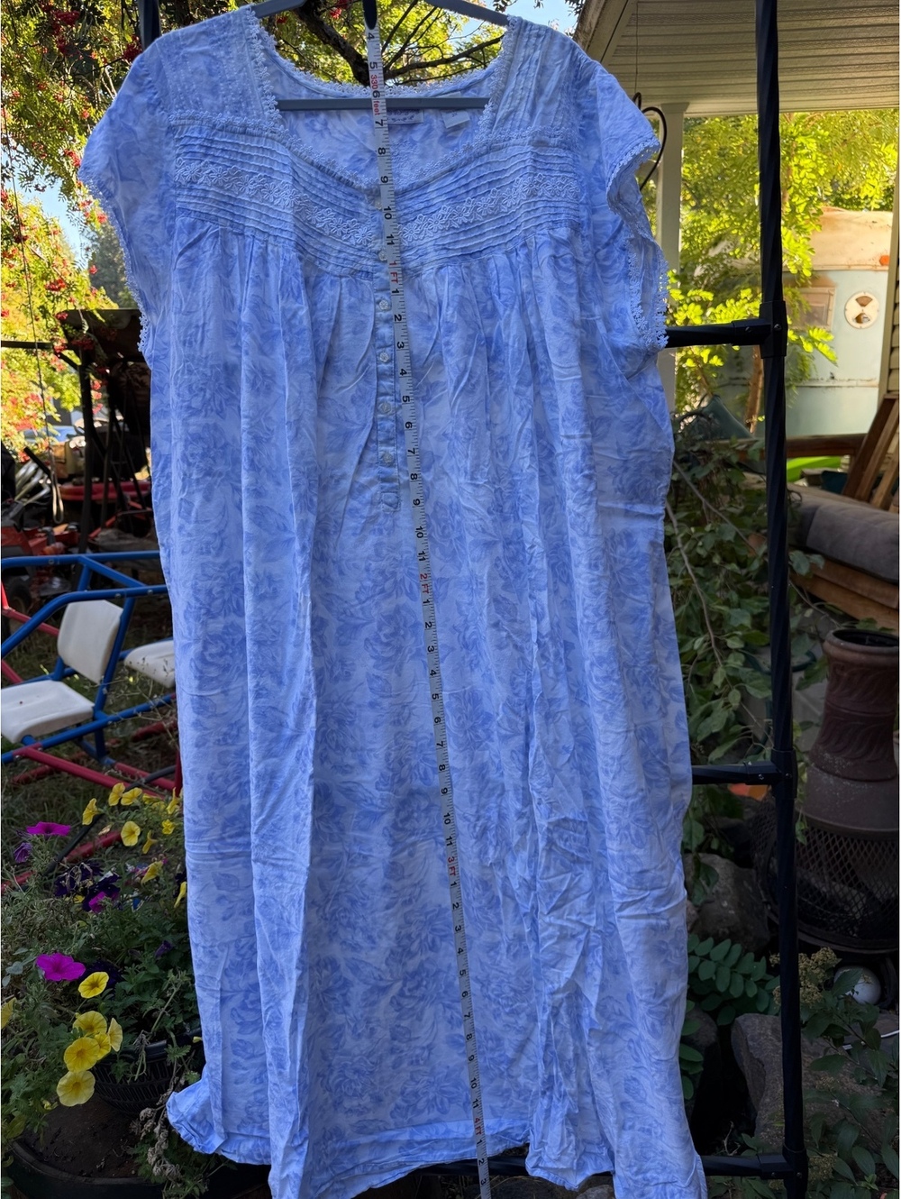 Lanz of Salzburg Blue Floral Cotton Sleepshirt Size 2X